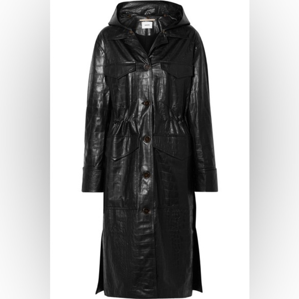 Nanushka Vegan Leather Croc Effect Trench Coat Size XS